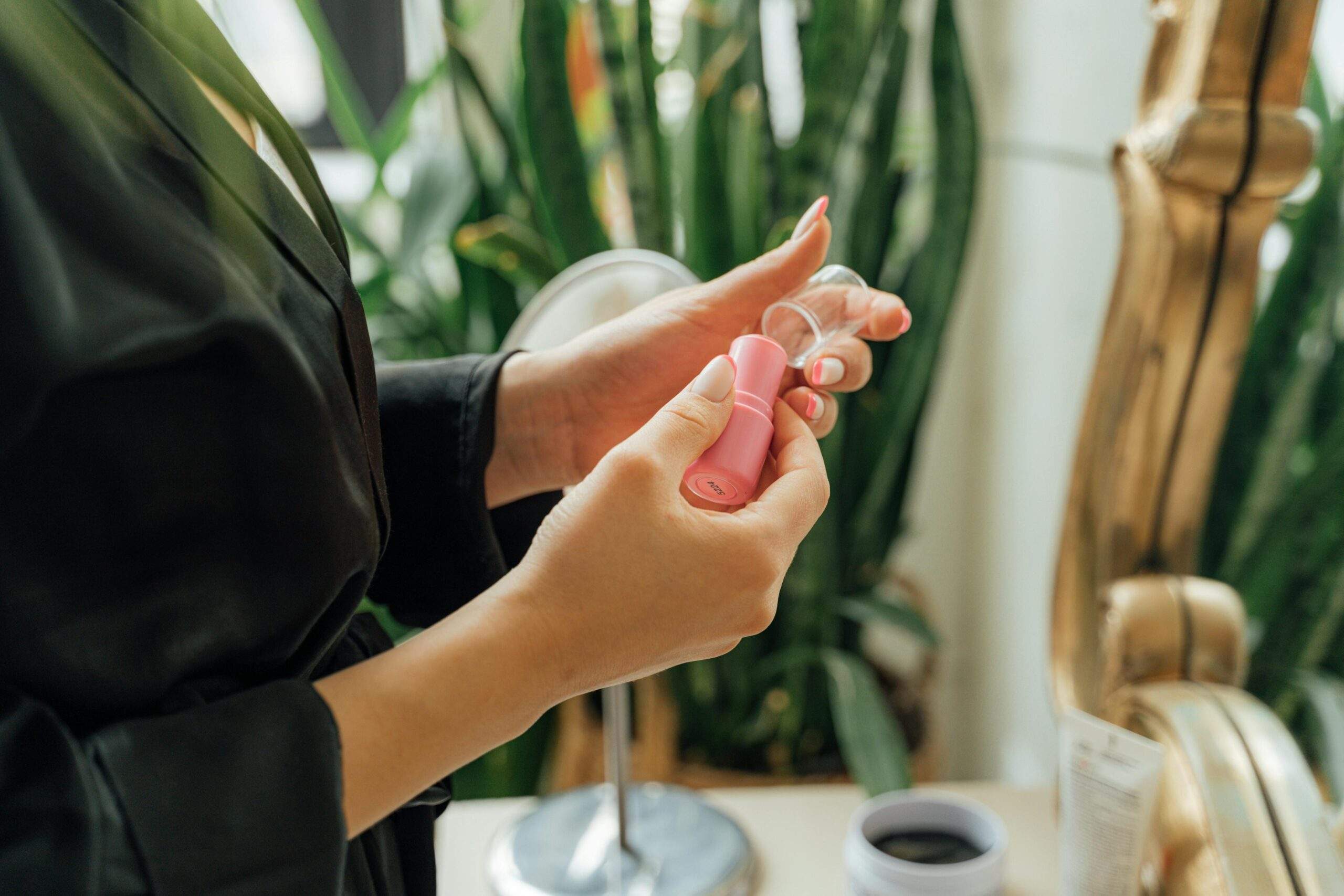 Infographic illustrating steps from skincare prep to final touches of elegant makeup.