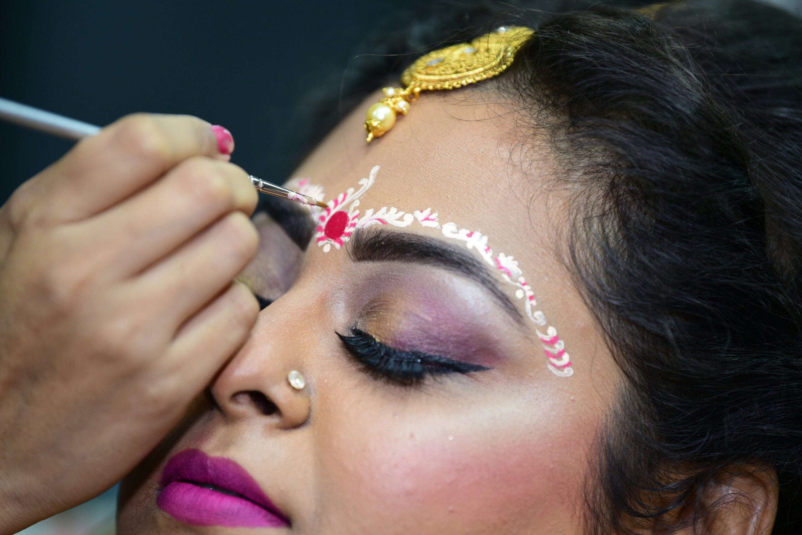 Step-by-step guide showing prom makeup application technique